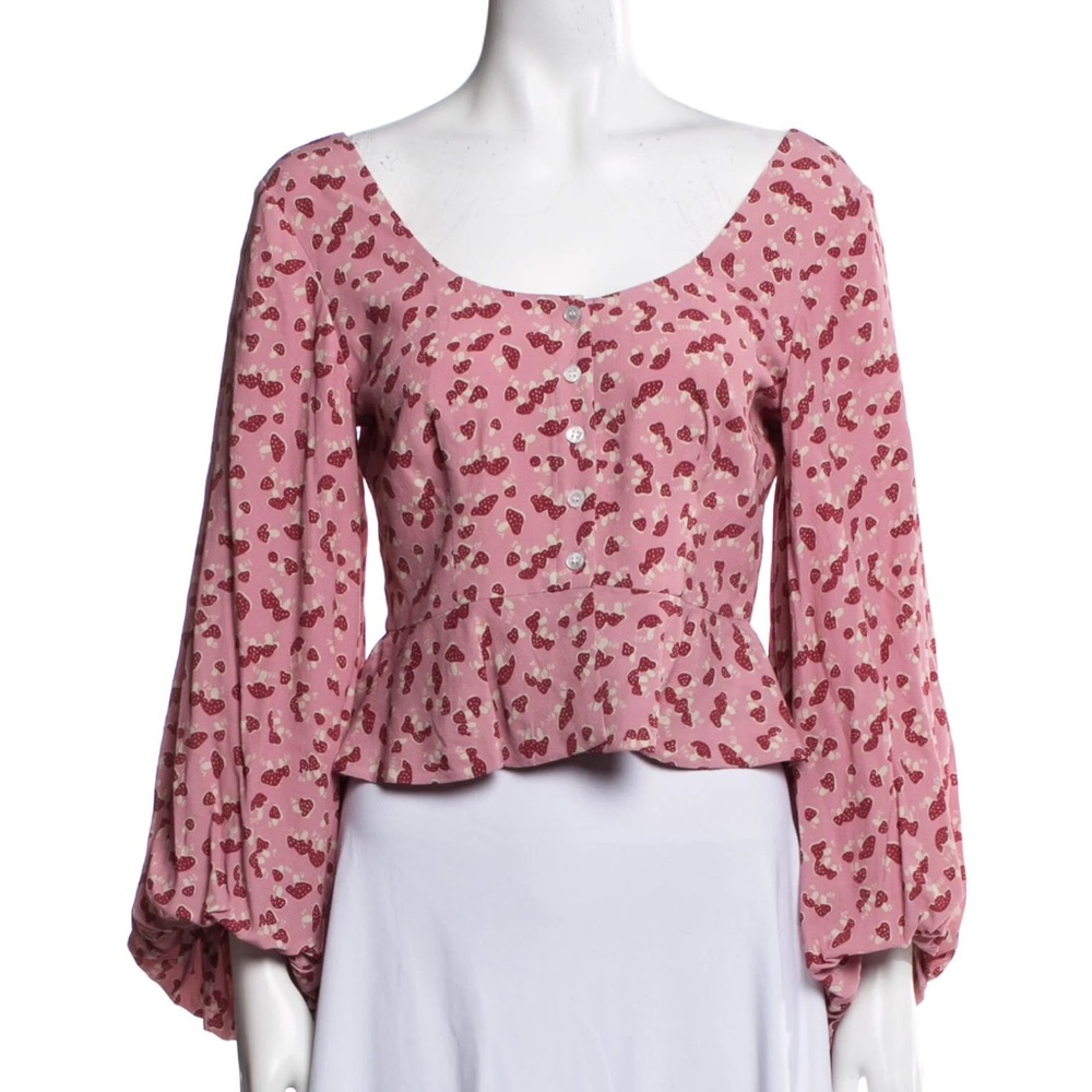 Staud Cropped Strawberry Blouse